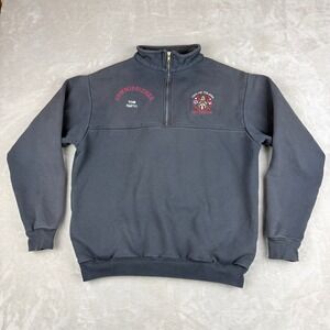 VTG Game Workwear 1/4 Zip Sweatshirt Mens XL Navy Fire Rescue EMT FDNY USA Made